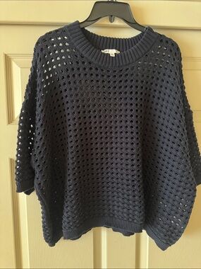 DR2 Black Open-Knit Boxy Sweater